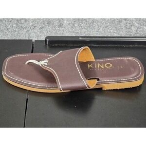 Kino Sandals Unisex 13 Brown Leather Thong Slides Key West Handmade Square Toe